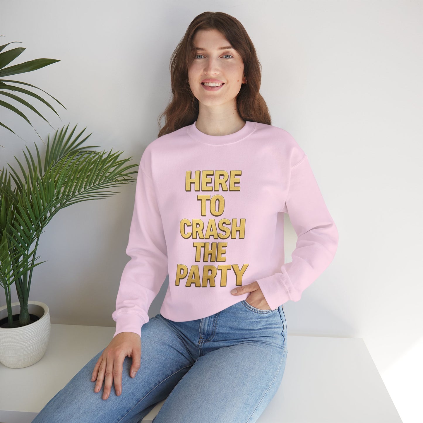 Crewneck Sweatshirt - Party Crasher Design, Cozy Sweatshirt, Unisex Apparel, Spring Fashion, Everyday Casual Wear
