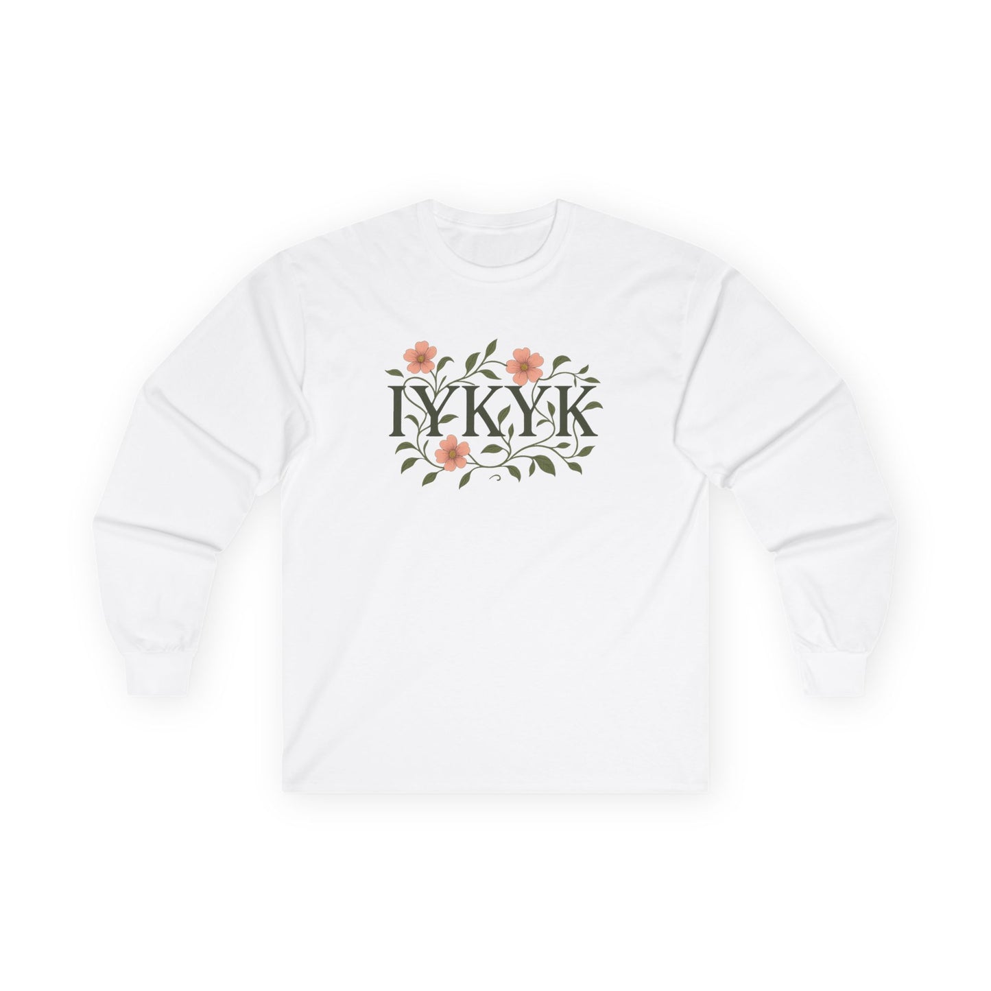 IYKYK Floral Long Sleeve Tee - Casual Comfort for Every Season, Gifts for Friends, Spring Outfits, Unisex Style, IYKYK Design