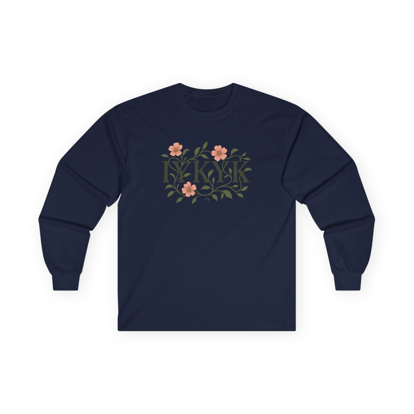 IYKYK Floral Long Sleeve Tee - Casual Comfort for Every Season, Gifts for Friends, Spring Outfits, Unisex Style, IYKYK Design