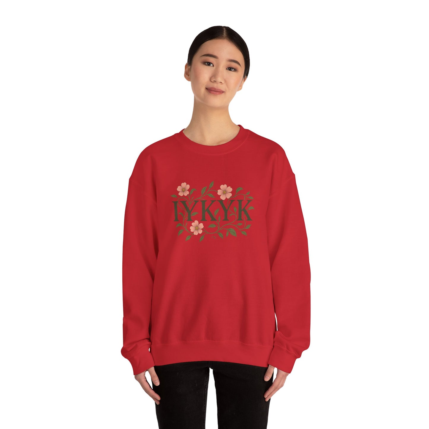 Floral IYKYK Crewneck Sweatshirt, Cozy Sweatshirt, Unisex Apparel, Gift for Her, Spring Fashion, Everyday Casual Wear