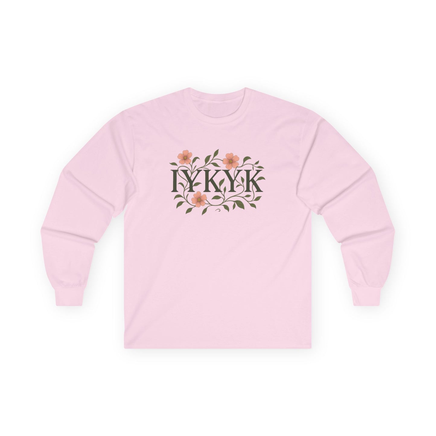 IYKYK Floral Long Sleeve Tee - Casual Comfort for Every Season, Gifts for Friends, Spring Outfits, Unisex Style, IYKYK Design
