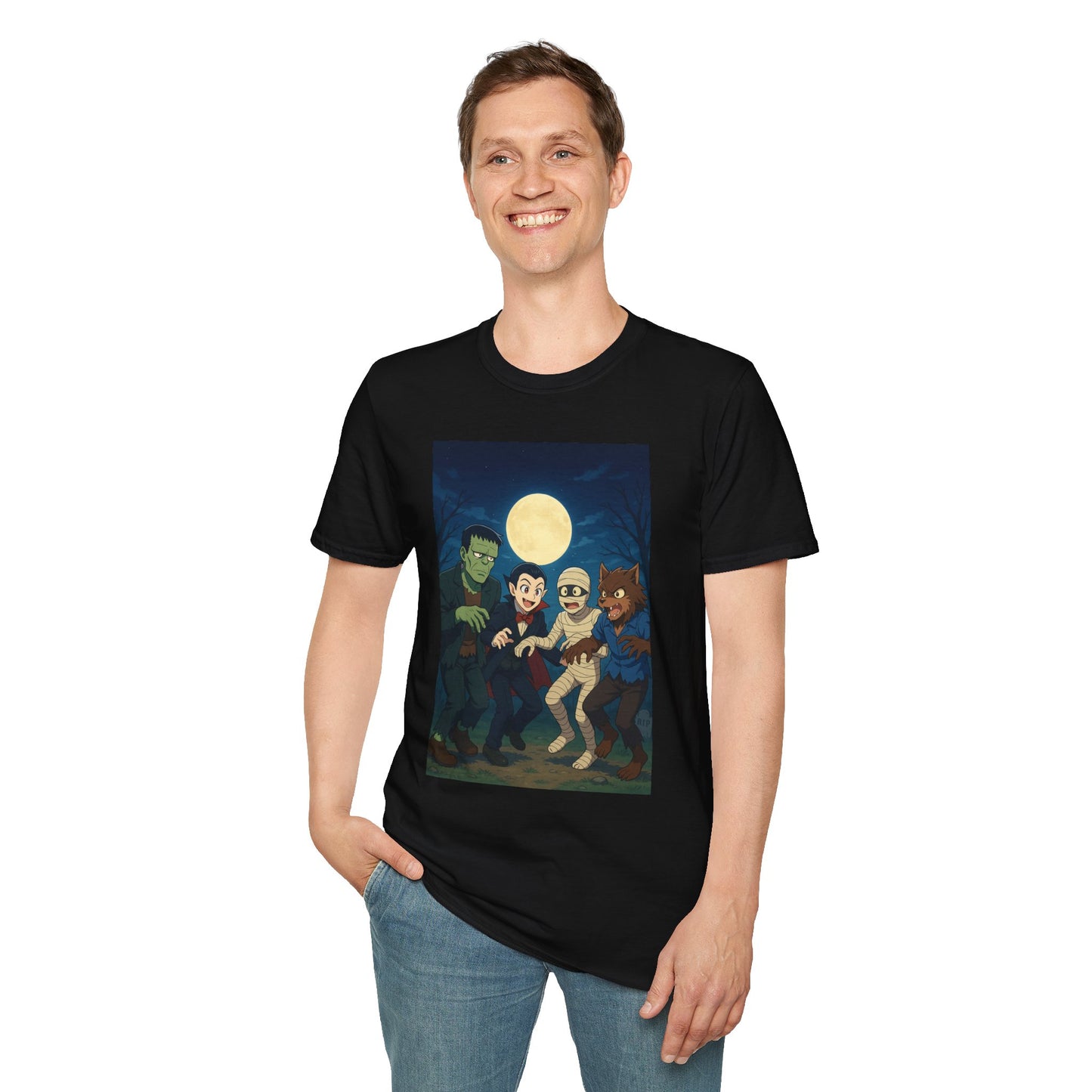Anime Monster Party T-Shirt | Halloween Costume Tee, Fun Graphic Shirt, Gift for Halloween Lovers, Casual Party Wear