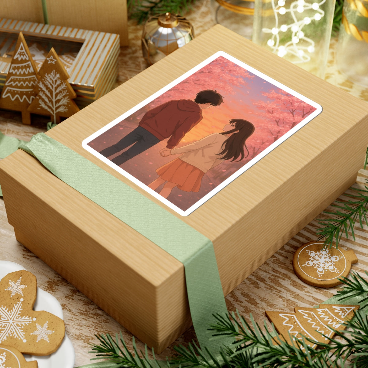 Romantic Kiss-Cut Stickers for Lovers, Cute Anime Couple, Personalized Gifts, Laptop Decor, Love Quotes, Valentine’s Day