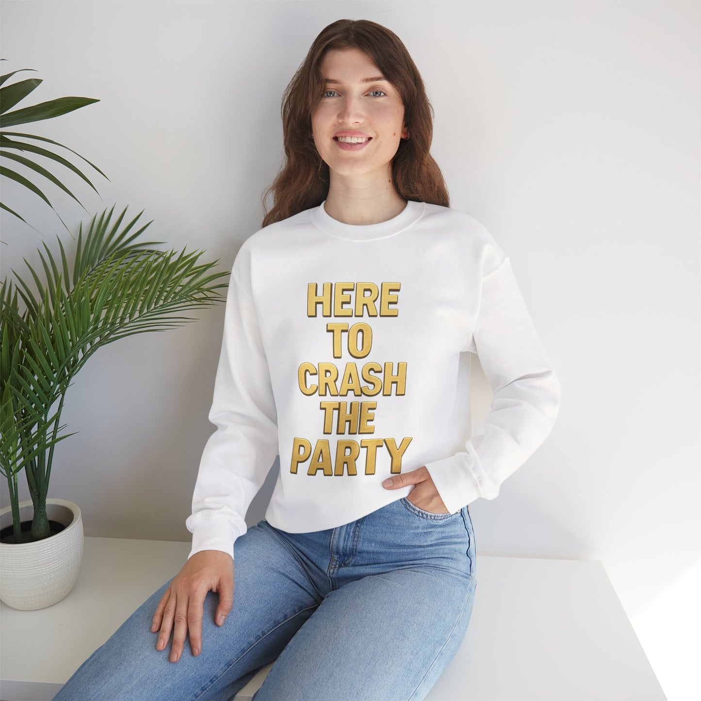 Crewneck Sweatshirt - Party Crasher Design, Cozy Sweatshirt, Unisex Apparel, Spring Fashion, Everyday Casual Wear