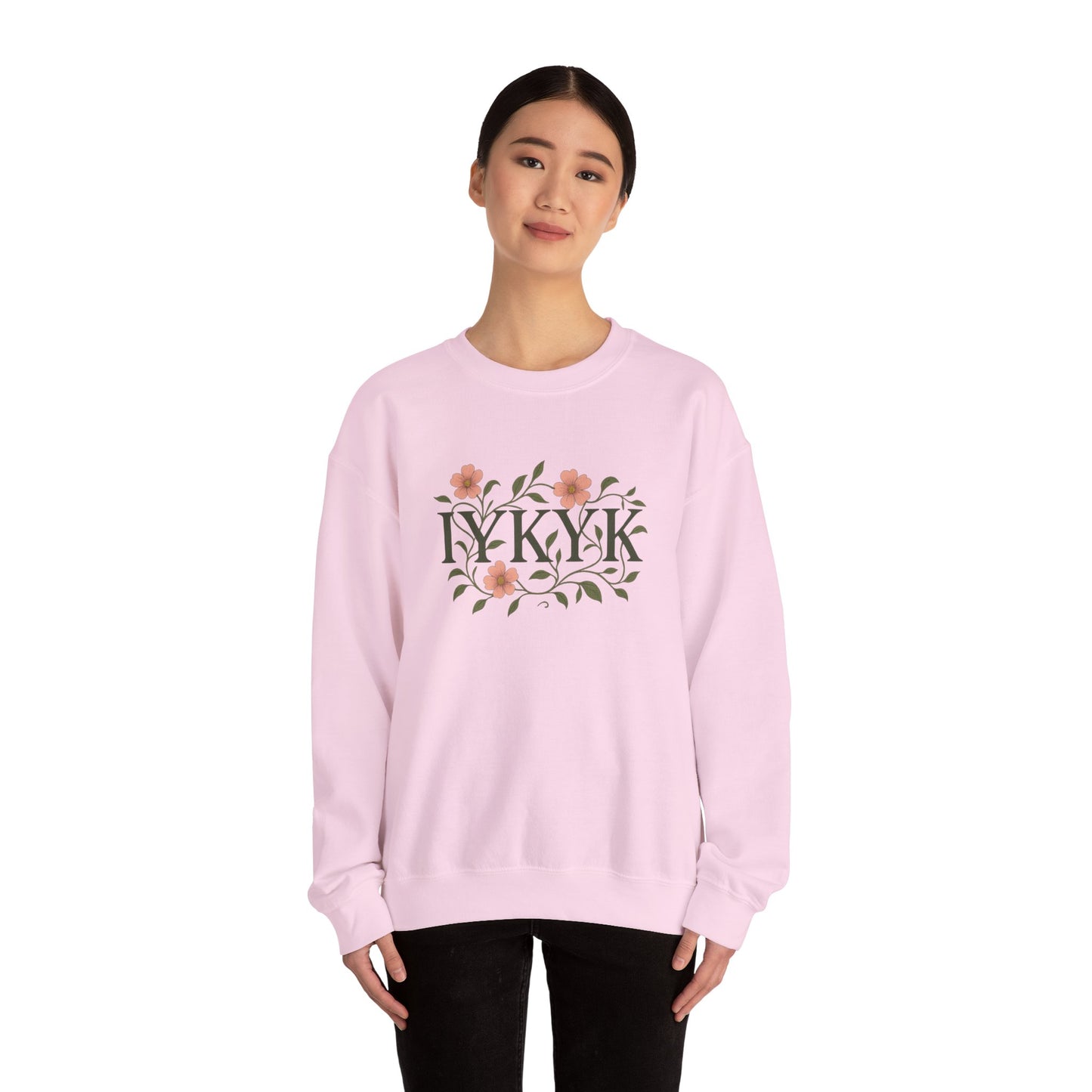 Floral IYKYK Crewneck Sweatshirt, Cozy Sweatshirt, Unisex Apparel, Gift for Her, Spring Fashion, Everyday Casual Wear