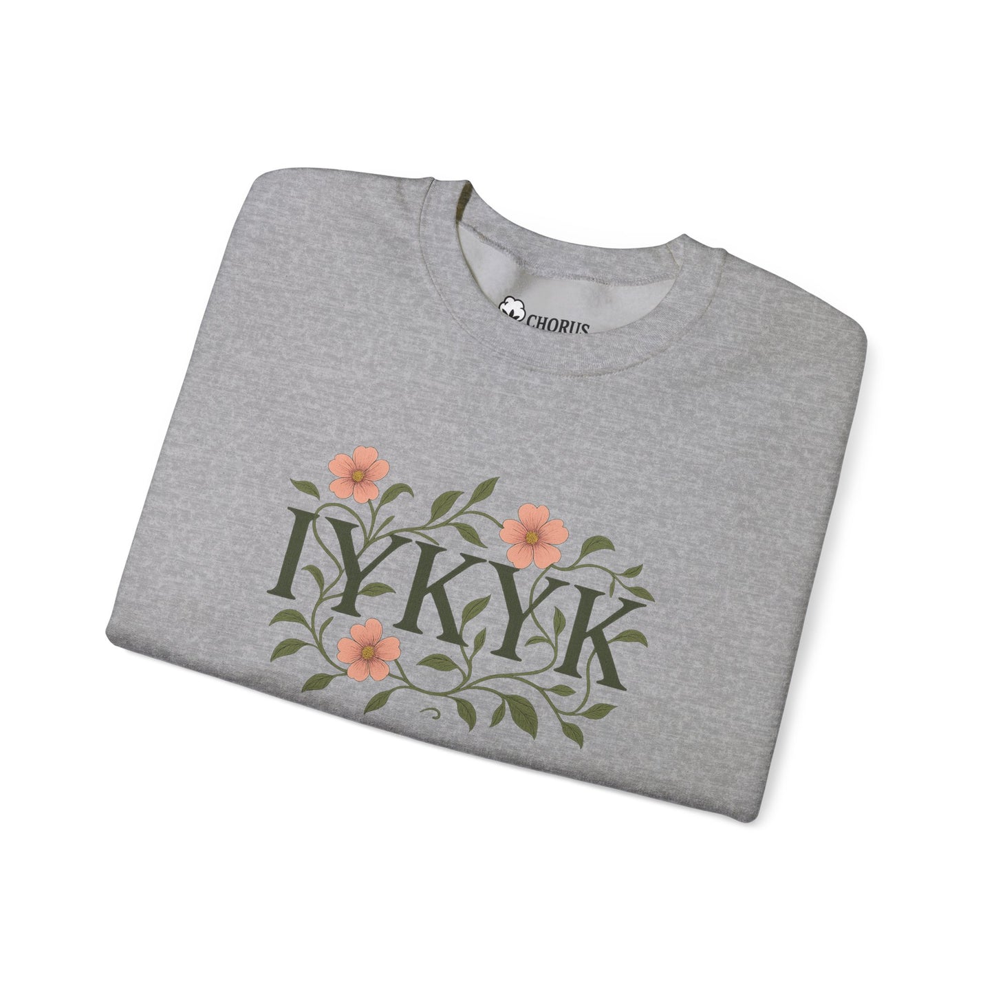 Floral IYKYK Crewneck Sweatshirt, Cozy Sweatshirt, Unisex Apparel, Gift for Her, Spring Fashion, Everyday Casual Wear