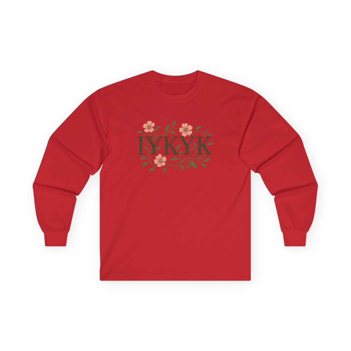 IYKYK Floral Long Sleeve Tee - Casual Comfort for Every Season, Gifts for Friends, Spring Outfits, Unisex Style, IYKYK Design