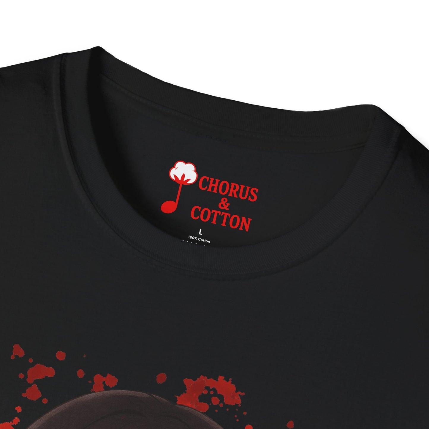Chilling Horror Graphic Tee, Unisex Softstyle T-Shirt for Halloween, Spooky Gift, Cosplay Outfit, Dark Aesthetic Apparel