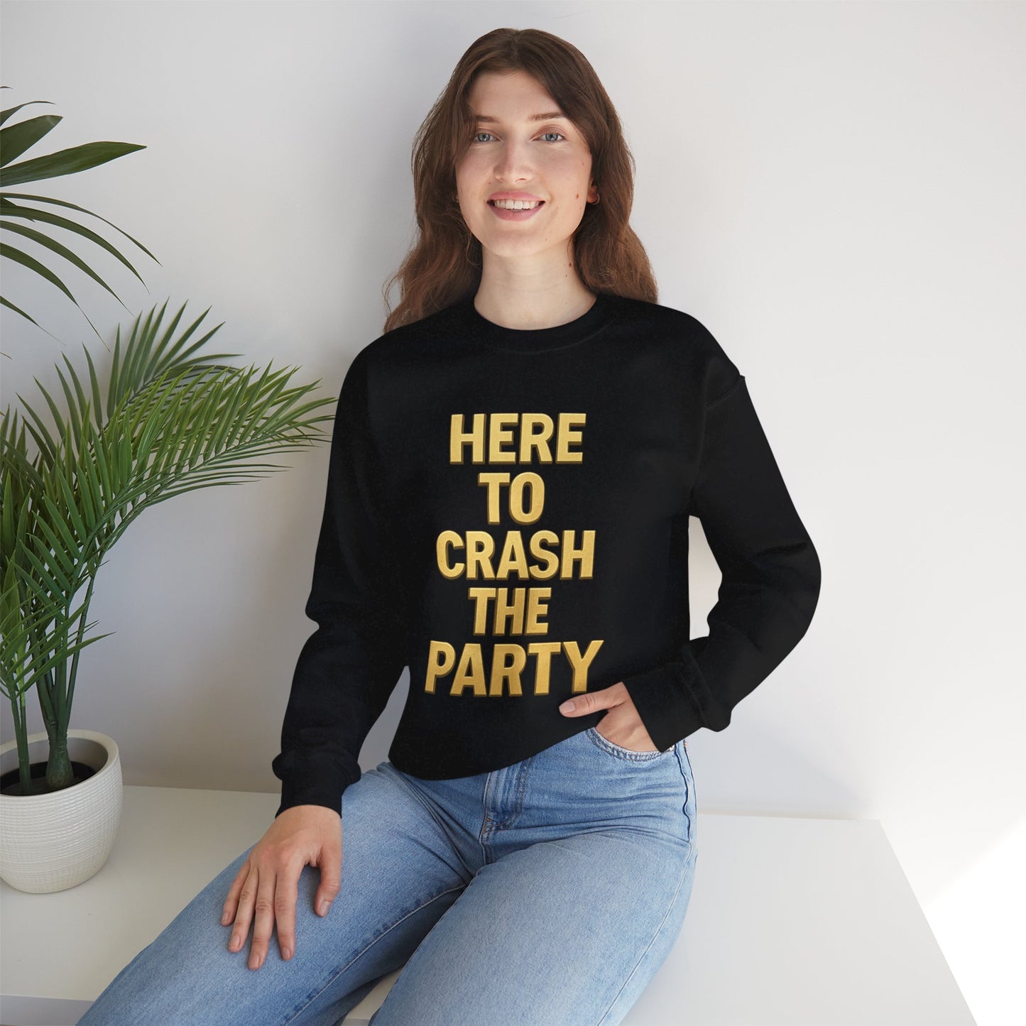 Crewneck Sweatshirt - Party Crasher Design, Cozy Sweatshirt, Unisex Apparel, Spring Fashion, Everyday Casual Wear
