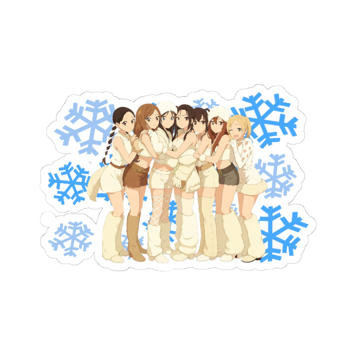 Winter Theme Kiss-Cut Stickers, Anime Style Decor, Laptop Decals, Snowflake Stickers, Pop Culture Accessories, Gift for Fans