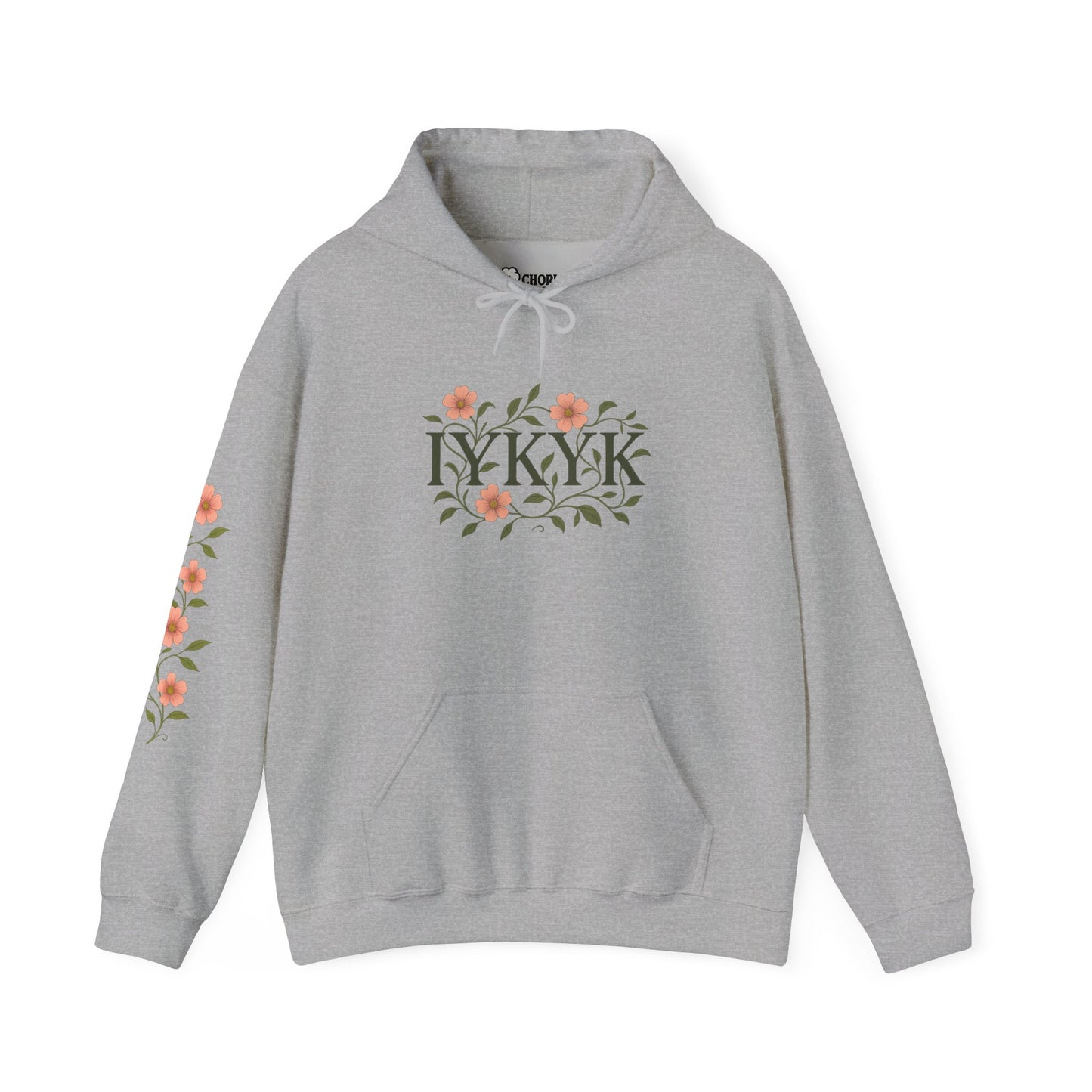 IYKYK Floral Hoodie | Cozy Unisex Sweatshirt for All Seasons, Gifts for Friends, Birthday, Everyday Wear, Flower Design