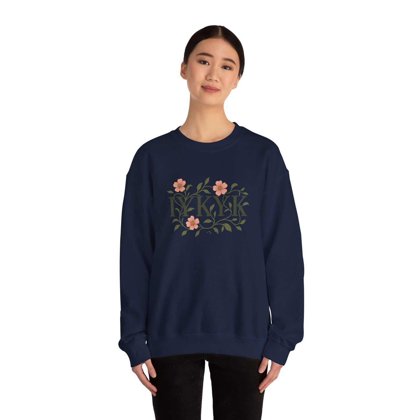 Floral IYKYK Crewneck Sweatshirt, Cozy Sweatshirt, Unisex Apparel, Gift for Her, Spring Fashion, Everyday Casual Wear