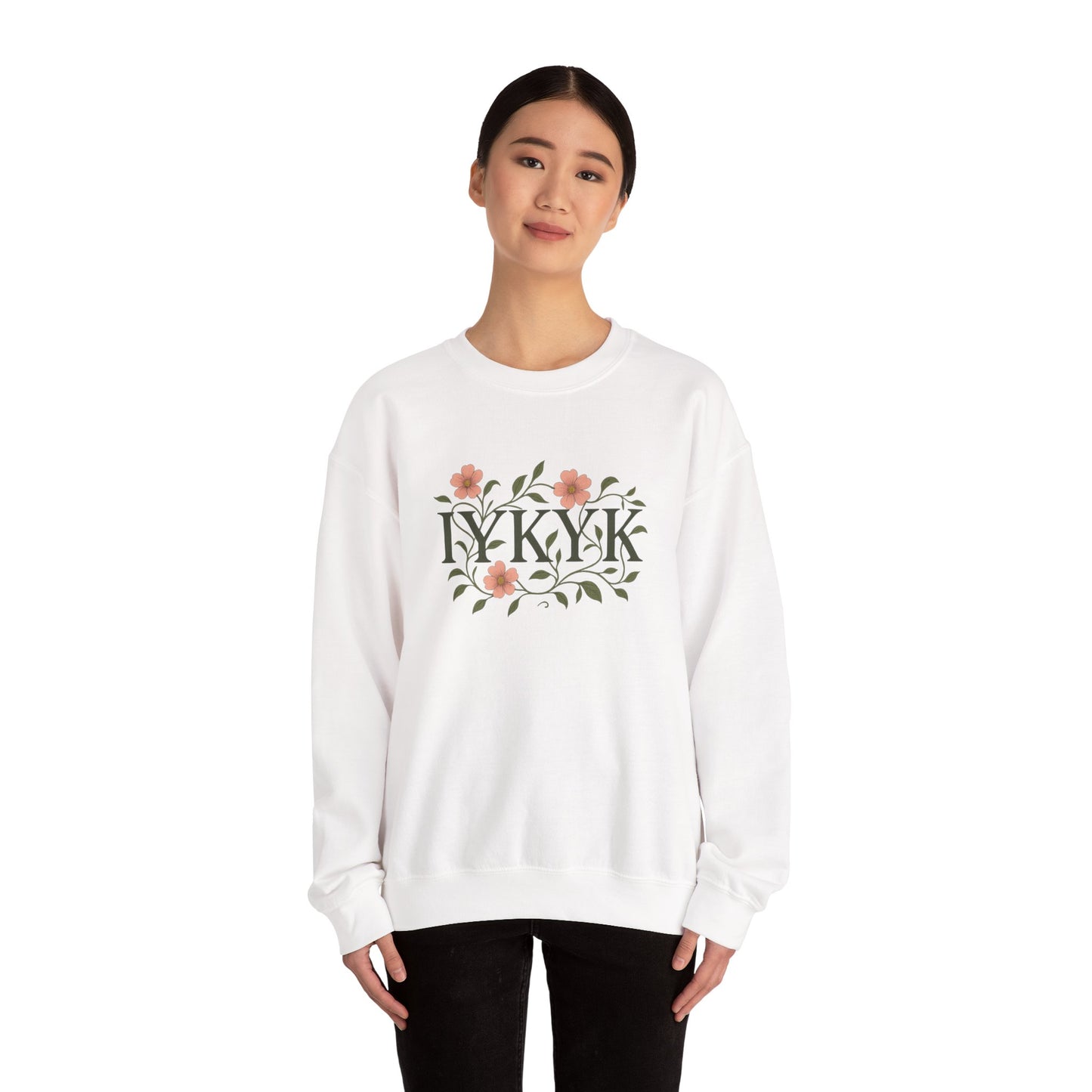 Floral IYKYK Crewneck Sweatshirt, Cozy Sweatshirt, Unisex Apparel, Gift for Her, Spring Fashion, Everyday Casual Wear