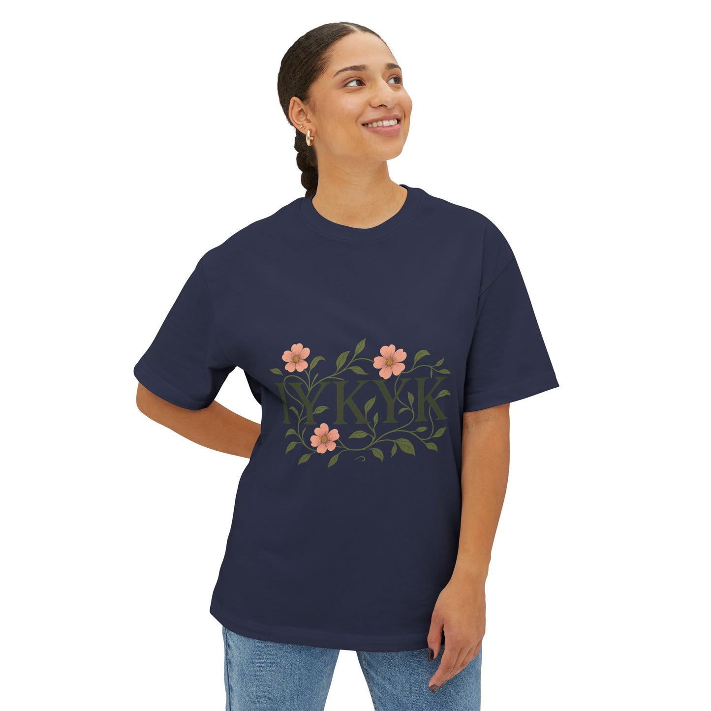 IYKYK Floral Oversized Tee, Unisex Cotton T-Shirt, Trendy Casual Wear, Gift for Friends, Comfortable Everyday Fashion