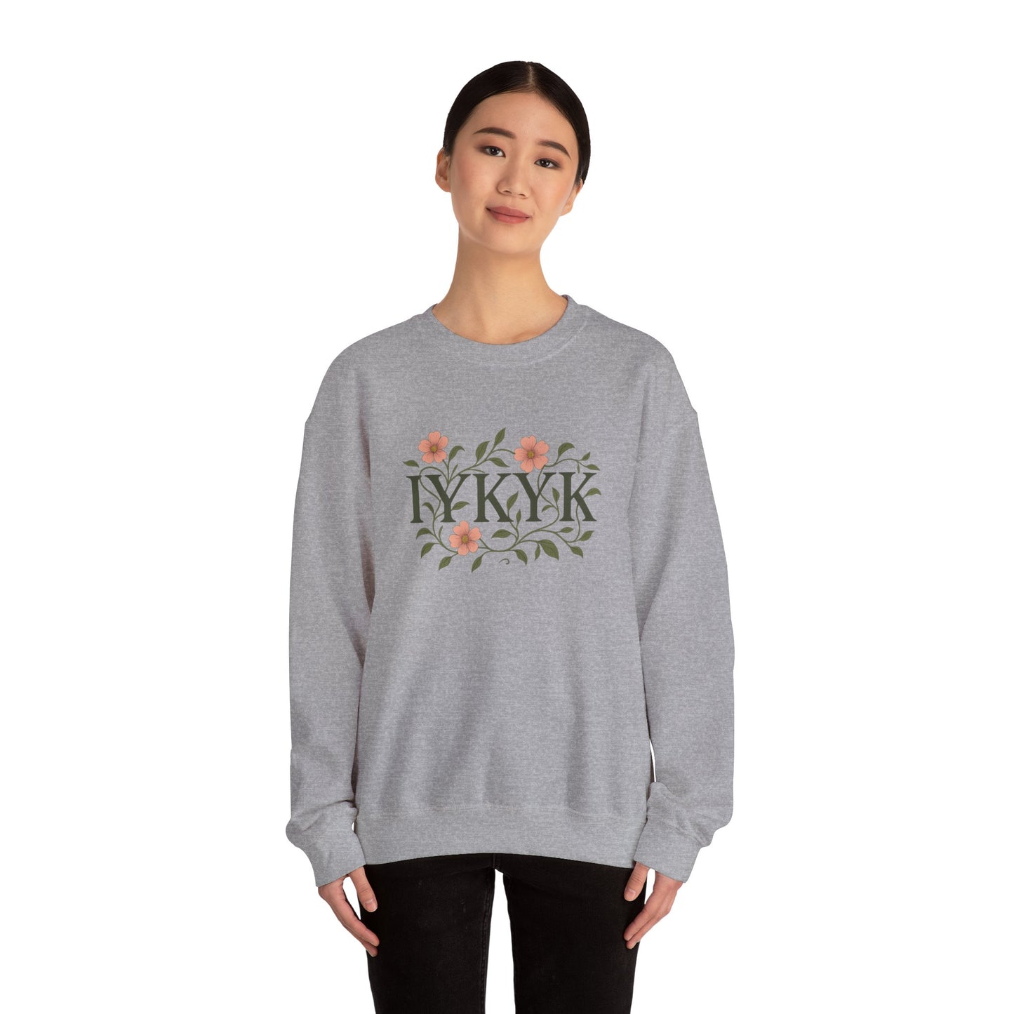 Floral IYKYK Crewneck Sweatshirt, Cozy Sweatshirt, Unisex Apparel, Gift for Her, Spring Fashion, Everyday Casual Wear
